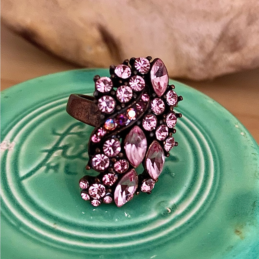 Fun Ring With Pink Stones Size 9